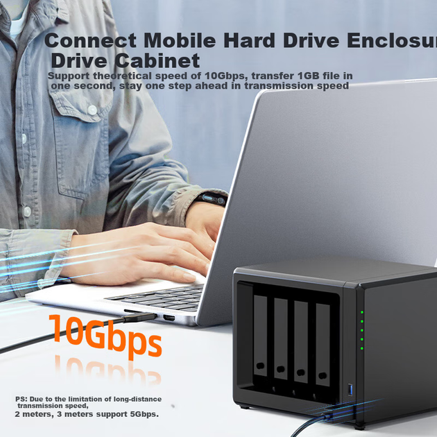 Кабель CABLE CREATION USB3.2GEN2 Type-C — USB-B с квадратным портом, высокоскоростная передача данных 10 Гбит/с, подходит для компьютеров, ноутбуков, корпусов жестких дисков, принтеров, соединительный кабель USB 3.0, 2 метра. - изображение 5