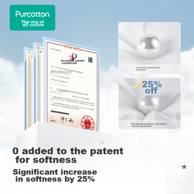 Салфетки PurCotton для лица 100% хлопок, 80 листов x 3 упаковки, 20x20см - изображение 7