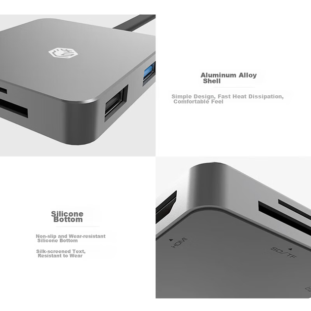 JD Jingzao USB Type-C 6-в-1 док-станция для iPad/Apple MacBook, HDMI-адаптер для дисплея 4K, кабель-разветвитель данных - Фото 10 JD Jingzao USB Type-C 6-в-1 док-станция для iPad/Apple MacBook, HDMI-адаптер для дисплея 4K, кабель-разветвитель данных - изображение 10