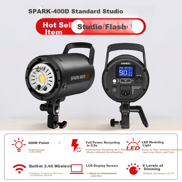 Вспышка JINBEI SPARK-400D студийная 400Вт для портретов - Фото 7 Вспышка JINBEI SPARK-400D студийная 400Вт для портретов - изображение 7