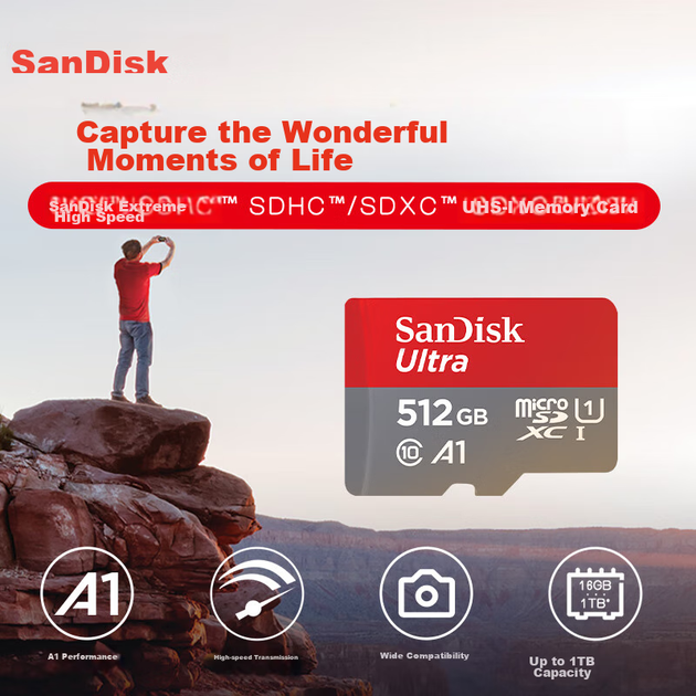 Карта пам'яті SanDisk 512 ГБ TF (MicroSD) A1 U1 C10 Extreme High-Speed Mobile Edition, швидкість читання 150 МБ/с, карта пам'яті для телефонів, планшетів та ігрових консолей - зображення 5