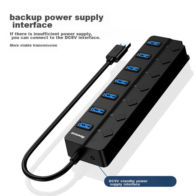 Хаб Newmine USB 3.0 7-портовий високошвидкісний для ноутбука 1м - Фото 6 Хаб Newmine USB 3.0 7-портовий високошвидкісний для ноутбука 1м - зображення 6