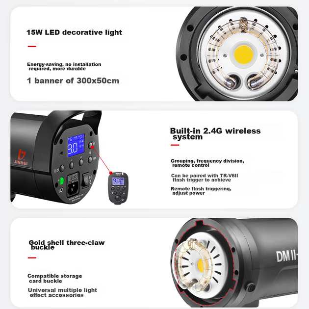 Студийная вспышка JINBEI DMII600W, для портретной и предметной съемки - изображение 6