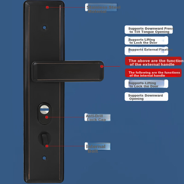 HOTUN [Встановлення на місці] Комплект протиугінних дверних замків, універсальний побутовий замок з нержавіючої сталі класу C для вхідних дверей, FDT1 - изображение 6