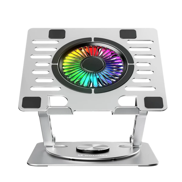 Підставка Wozinsky CoolBase RGB охолоджуюча з обертанням 360° для ноутбука і планшета Silver (5907769387708) - зображення 6