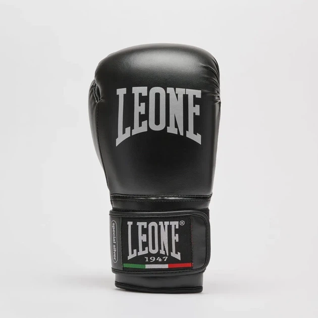 Боксерські рукавиці Leone штучна шкіра 12 унцій чорні з капою - зображення 4
