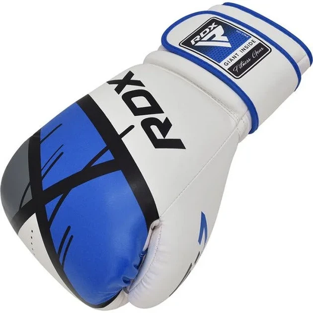 Боксерские перчатки RDX PU 16 унций Синие с капой в комплекте - изображение 4