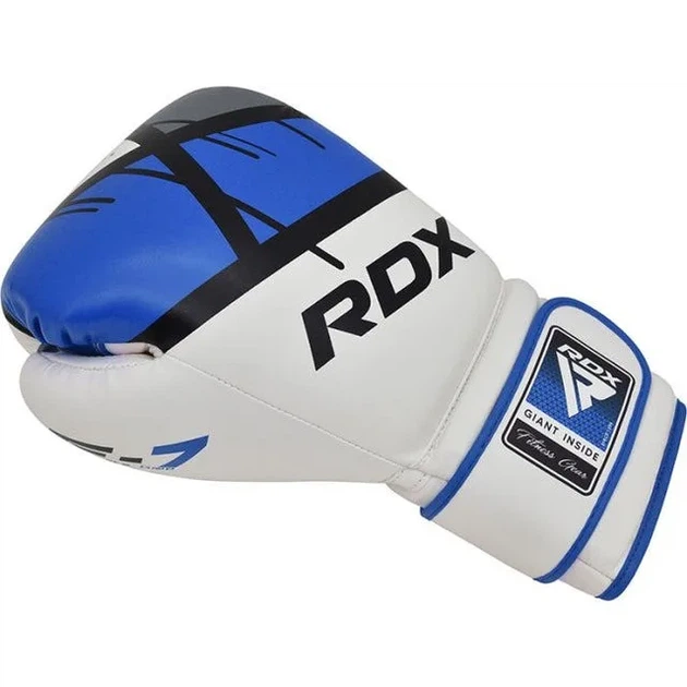 Боксерские перчатки RDX PU 16 унций Синие с капой в комплекте - изображение 5