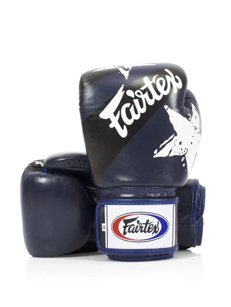 Боксерские перчатки Fairtex натуральная кожа 14 унций синие. - изображение 8