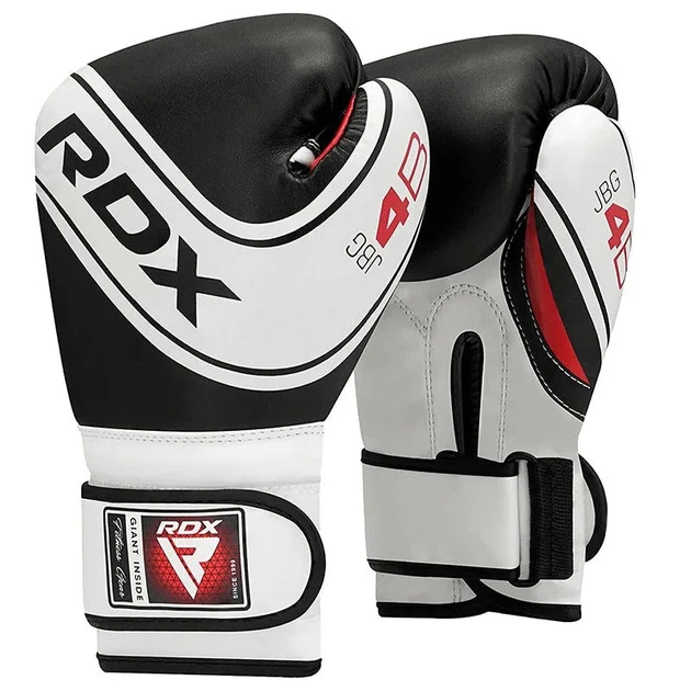 Боксерские перчатки RDX PU 6 oz Белый/Черный для детей с капой в комплекте. - изображение 3