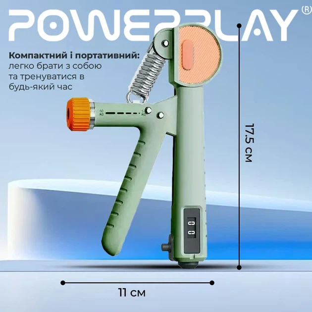 Кистьовий еспандер Active Point пружинний з регульованим навантаженням 10-60 кг зелений - зображення 2