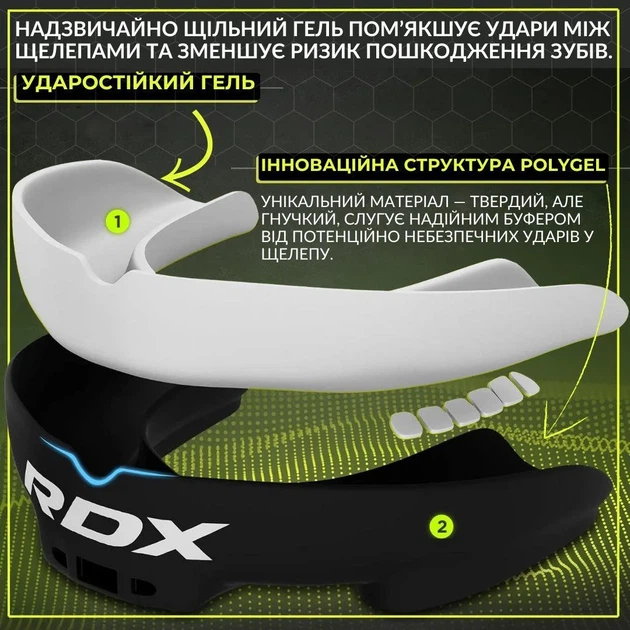 Капа RDX термопластик доросла 12+ чорна/біла - зображення 3