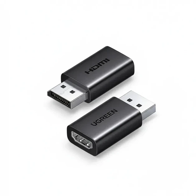 Адаптер перехідник Ugreen DisplayPort to HDMI 4K 30Hz HDR Black (DP132) - Фото 1 Адаптер перехідник Ugreen DisplayPort to HDMI 4K 30Hz HDR Black (DP132) - зображення 1