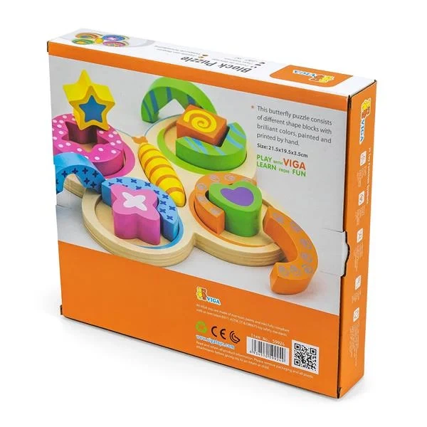Деревянный пазл-сортер Viga Toys Бабочка 5 элементов 30х20х2 см дерево цветной - Фото 3 Деревянный пазл-сортер Viga Toys Бабочка 5 элементов 30х20х2 см дерево цветной - изображение 3