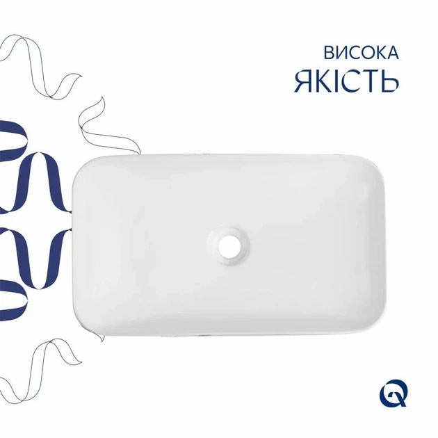 Раковина накладная Qtap Tern 610x350x135 мм Marble черная прямоугольная с донным клапаном - Фото 4 Раковина накладная Qtap Tern 610x350x135 мм Marble черная прямоугольная с донным клапаном - изображение 4