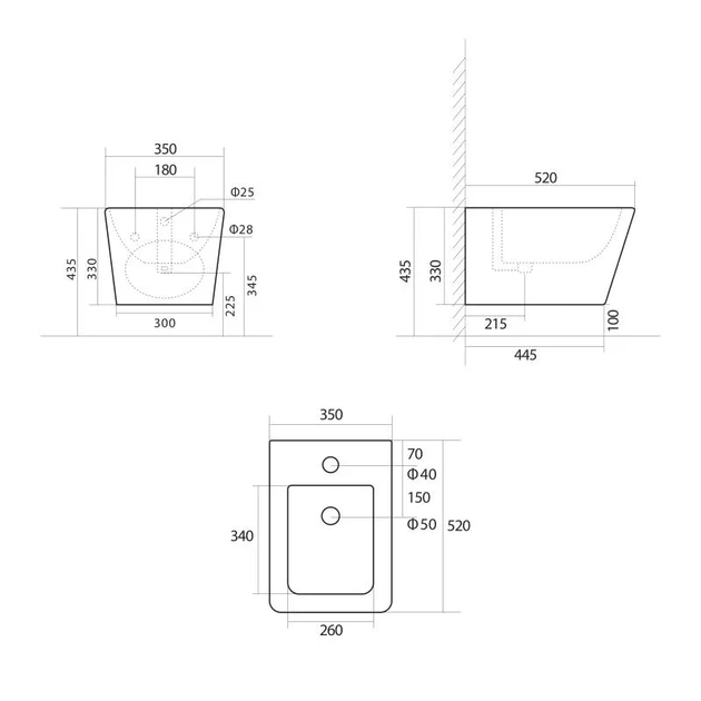 Биде подвесное Qtap Tern 520x350x330 мм Керамика Мраморный - изображение 2