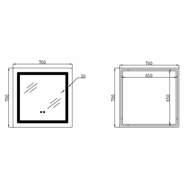 Зеркало квадратное Lidz Kubis KU2 700х700 см LED-подсветка Touch антизапотевание диммер - изображение 2