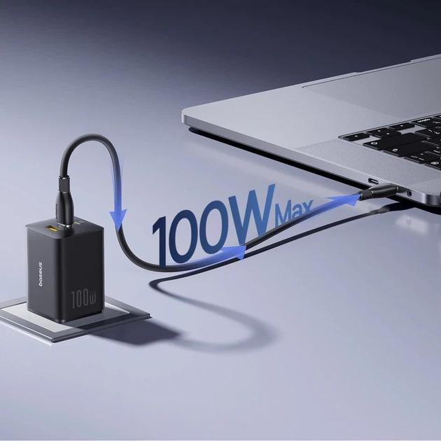 Мережевий зарядний пристрій Baseus EnerFill FE11 100W 2 x USB-C + USB-A Black (P10182102123-00) - Фото 4 Мережевий зарядний пристрій Baseus EnerFill FE11 100W 2 x USB-C + USB-A Black (P10182102123-00) - зображення 4