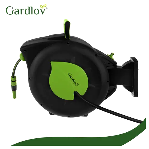 Автоматична котушка зі шлангом 30 метрів для поливання садів зелена Gardlov LS-0776 - зображення 3