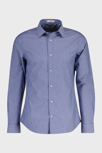 Чоловіча синя сорочка у смужку SLIM POPLIN STRETCH Gant M 3260030 - Фото 1 Чоловіча синя сорочка у смужку SLIM POPLIN STRETCH Gant M 3260030 - изображение 1