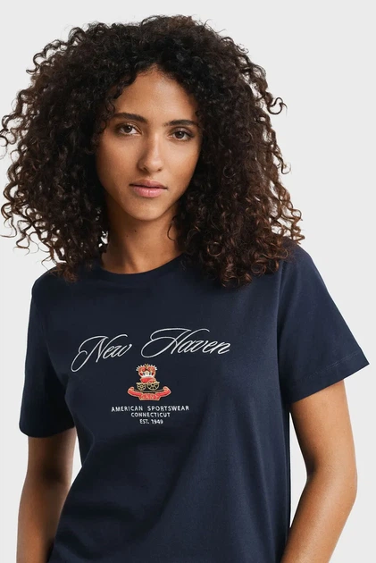 Жіноча темно-синя футболка CREST Gant XS 4202568 - Фото 4 Жіноча темно-синя футболка CREST Gant XS 4202568 - изображение 4