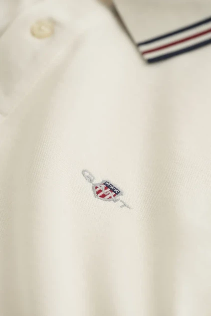 Чоловіче біле поло COLLAR TIPPING Gant S 2014119 - зображення 2