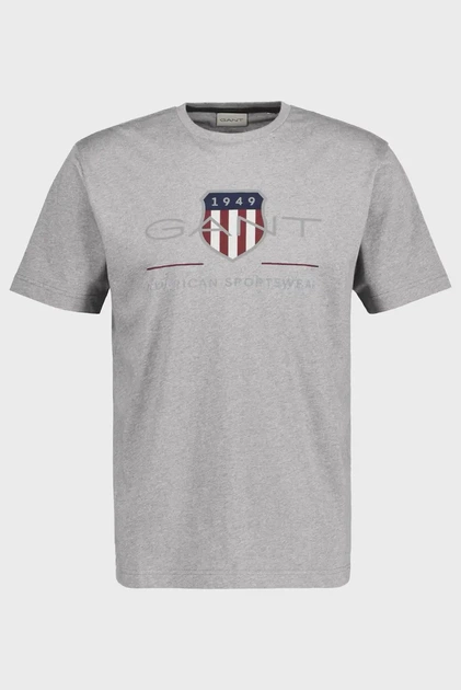 Чоловіча сіра футболка REG ARCHIVE SHIELD SS T-SHIRT Gant M 2003199 - Фото 5 Чоловіча сіра футболка REG ARCHIVE SHIELD SS T-SHIRT Gant M 2003199 - изображение 5