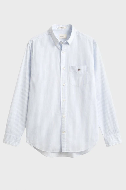 Чоловіча блакитна сорочка у смужку REG POPLIN Gant S 3000130 - изображение 4