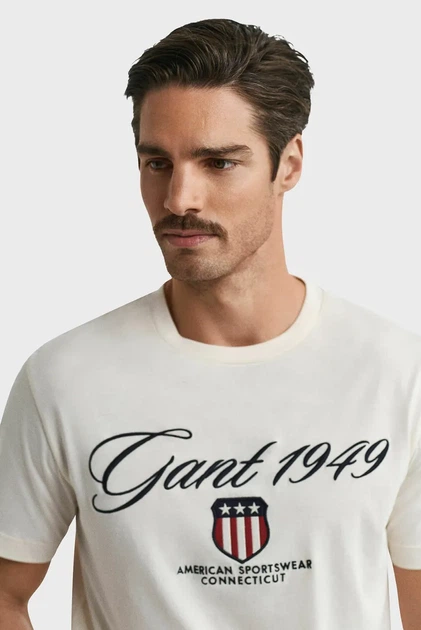 Чоловіча біла футболка GRAPHIC Gant L 2003370 - изображение 4
