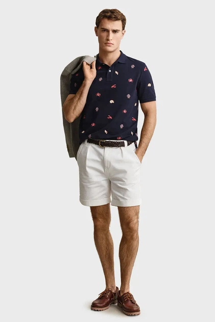 Чоловіче темно-синє поло EMBROIDERED Gant M 2014100 - изображение 2