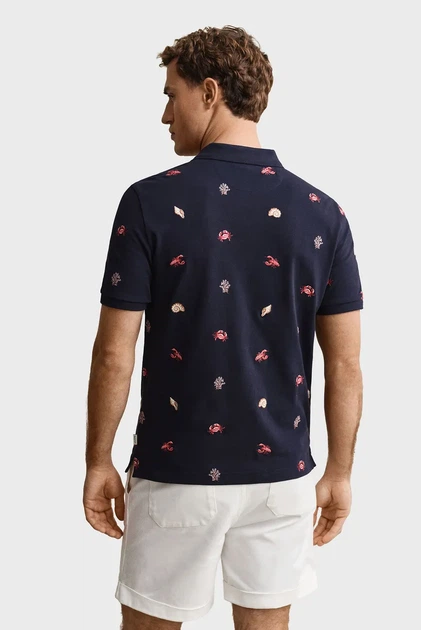 Чоловіче темно-синє поло EMBROIDERED Gant M 2014100 - изображение 3
