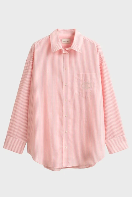 Жіноча рожева сорочка у смужку CLASSIC Gant 40 4300605 - изображение 5