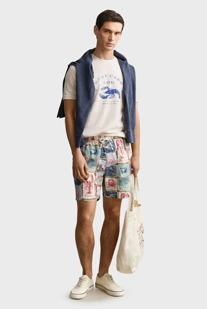Чоловіча біла футболка GRAPHIC Gant L 2003425 - изображение 2