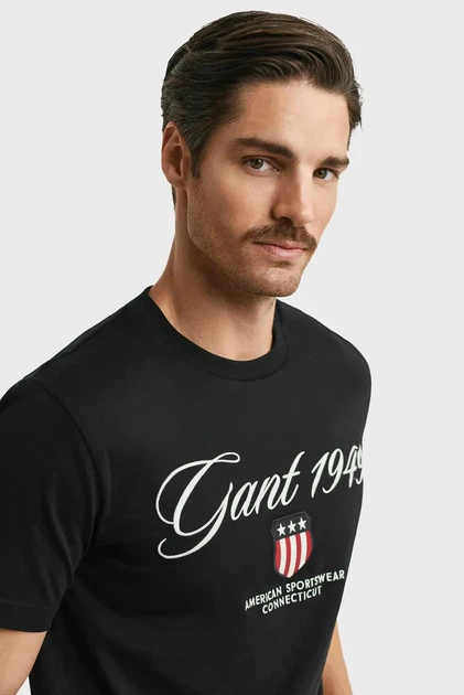 Чоловіча чорна футболка GRAPHIC Gant XL 2003370 - изображение 4