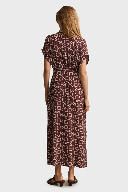 Жіноча коричнева сукня з візерунком MONOGRAM Gant 38 4503516 - Фото 3 Жіноча коричнева сукня з візерунком MONOGRAM Gant 38 4503516 - изображение 3