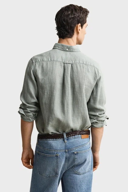Чоловіча м'ятна лляна сорочка GMNT DYED Gant XL 3240120 - зображення 3
