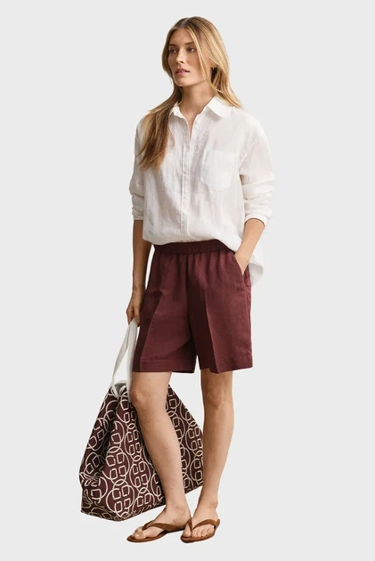 Жіночі коричневі лляні шорти BLEND PULL ON Gant 40 4020140 - Фото 2 Жіночі коричневі лляні шорти BLEND PULL ON Gant 40 4020140 - изображение 2