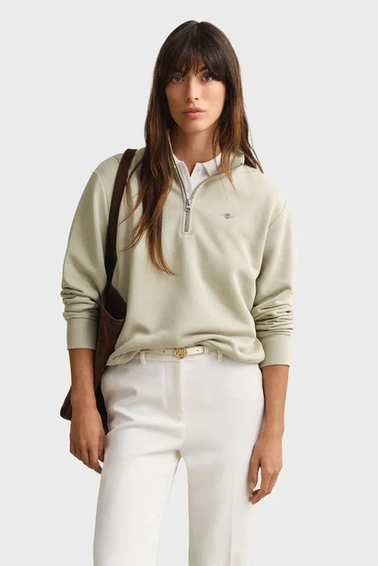 Жіноча бежева спортивна кофта SHIELD HALF-ZIP Gant L 4200561 - Фото 1 Жіноча бежева спортивна кофта SHIELD HALF-ZIP Gant L 4200561 - изображение 1