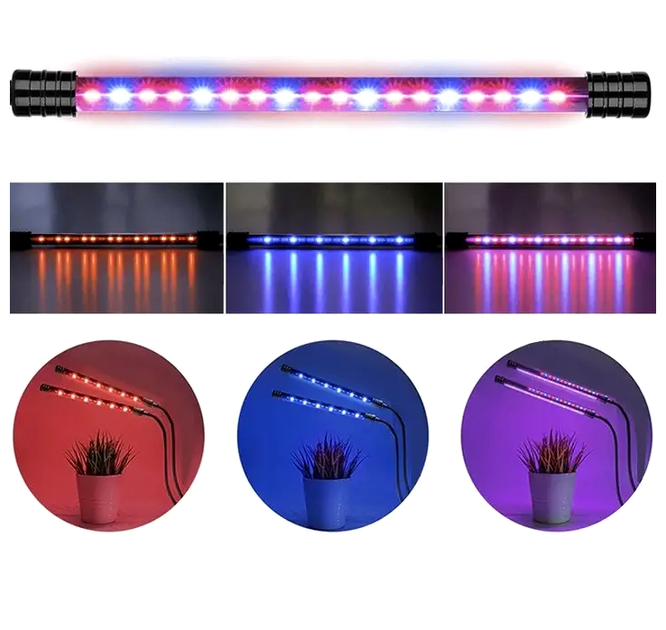 Лампа для выращивания растений 2 панели таймер USB 5V 9W 40 LED 1080 lm водонепроницаемая Gardlov LS-2119 - зображення 8
