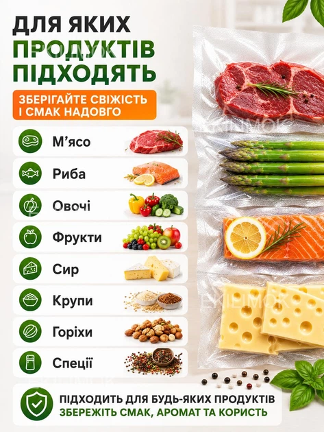 Вакуумный пакет для вакууматора 25 см рулон 5 м универсальные гофрированные пакеты для вакуумирования продуктов рукав для хранения пищи мяса рыбы овощей фруктов сыра круп вакуумная упаковка - изображение 4