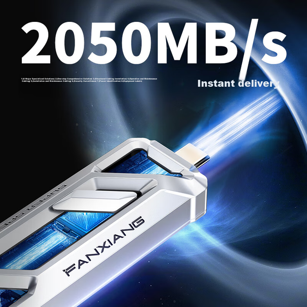 Портативний SSD-флеш-накопичувач FANXIANG 256 ГБ, ємність 2000 МБ/с, USB 3.2/Type-C, сумісний із телефонами та комп'ютерами, для офісного використання, FF958 - зображення 5
