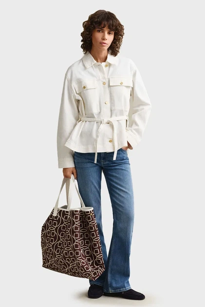Жіноча біла джинсова куртка WITH TIE DETAIL Gant M 4700417 - Фото 2 Жіноча біла джинсова куртка WITH TIE DETAIL Gant M 4700417 - изображение 2