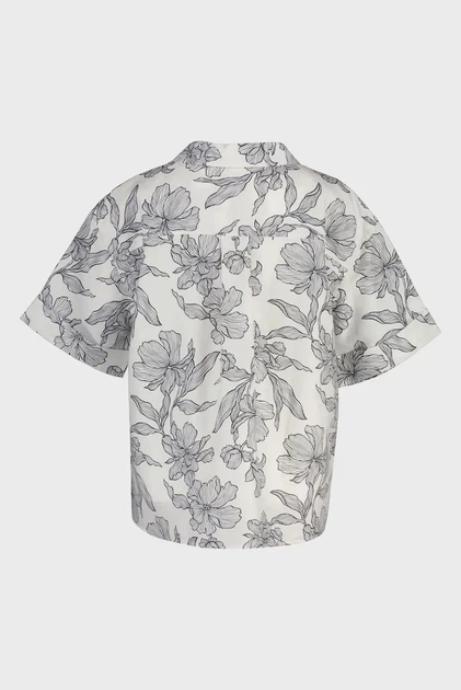 Жіноча біла лляна сорочка з візерунком FLORAL PRINT Gant 34 4300645 - изображение 2