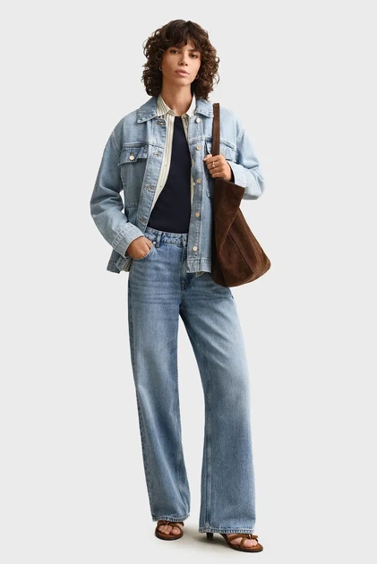 Жіноча блакитна джинсова куртка WITH TIE DETAIL Gant XS 4700408 - Фото 2 Жіноча блакитна джинсова куртка WITH TIE DETAIL Gant XS 4700408 - изображение 2