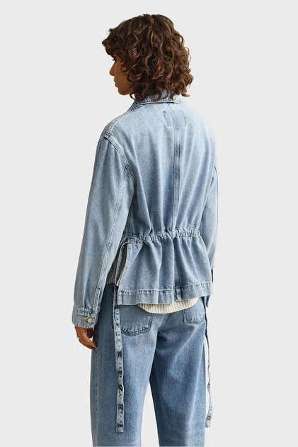 Жіноча блакитна джинсова куртка WITH TIE DETAIL Gant XS 4700408 - Фото 3 Жіноча блакитна джинсова куртка WITH TIE DETAIL Gant XS 4700408 - изображение 3