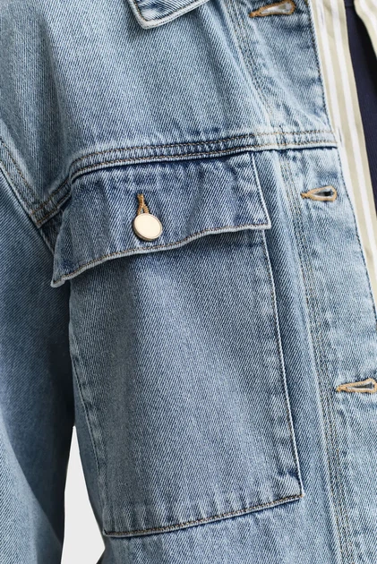 Жіноча блакитна джинсова куртка WITH TIE DETAIL Gant XS 4700408 - Фото 4 Жіноча блакитна джинсова куртка WITH TIE DETAIL Gant XS 4700408 - изображение 4
