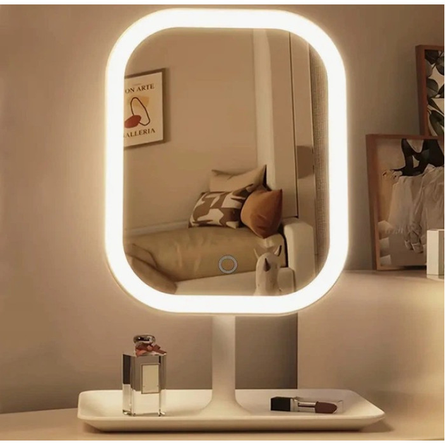 Настольное зеркало для макияжа с LED-подсветкой 27х14.6х13 см - Фото 1 Настольное зеркало для макияжа с LED-подсветкой 27х14.6х13 см - изображение 1