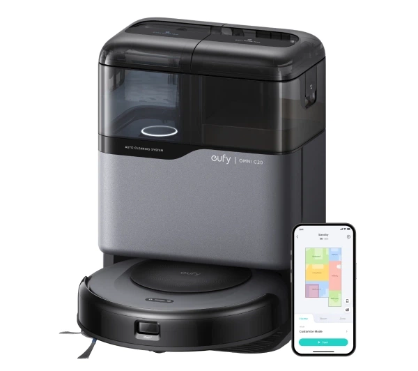 Робот-пилосос eufy Omni C20 Функція миття Станція очищення Створення карти приміщення 56dB Чорний - Фото 5 Робот-пилосос eufy Omni C20 Функція миття Станція очищення Створення карти приміщення 56dB Чорний - зображення 5