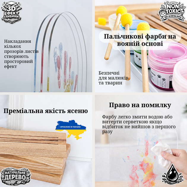 Набор для создания семейных отпечатков и творчества EchoHome 3 акриловых листа - изображение 4