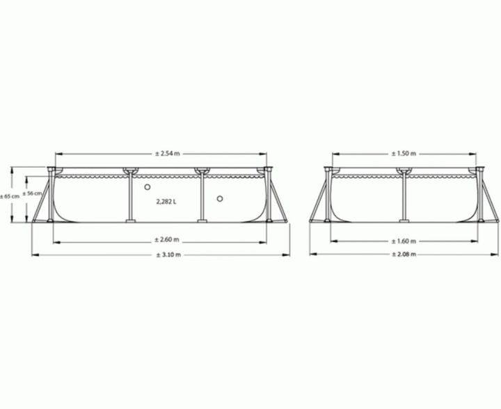 Прямоугольные каркасные бассейны Каркасный бассейн для дома Intex Rectangular Frame Pool 260 x 160 x 65 см - изображение 2